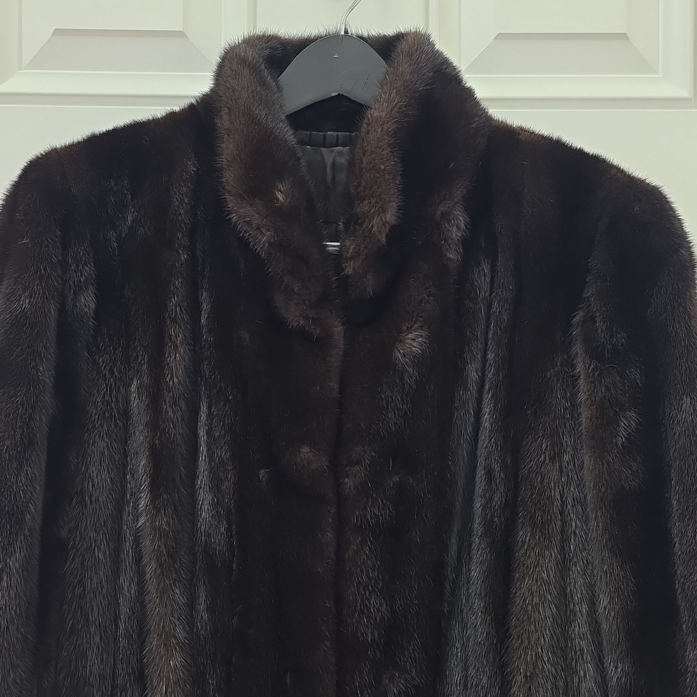 Antonovich Black/Dark Brown Full Length Mink Coat. Size Medium - Picture 2 of 14